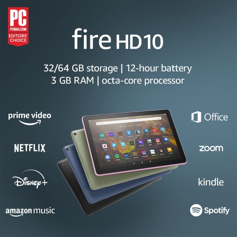 Photo 1 of Amazon Fire HD 10 tablet, 10.1", 1080p Full HD, 32 GB, latest model (2021 release), Olive
