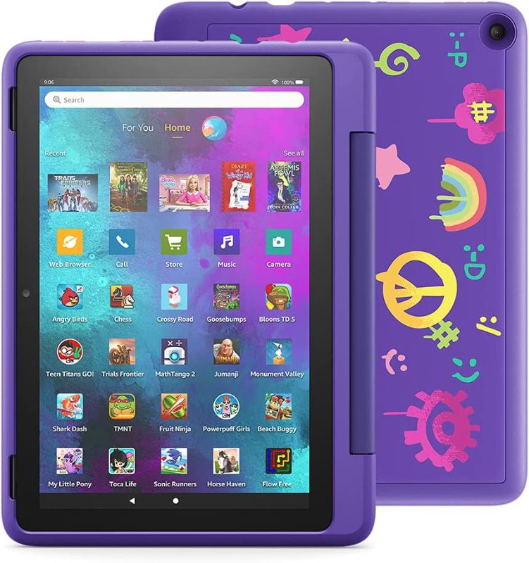 Photo 1 of Amazon Fire HD 10 Kids Pro tablet for ages 6-12. Enjoy low-stress travel with on-the-go kids entertainment - access thousands of included videos, ebooks, games and more, Doodle
