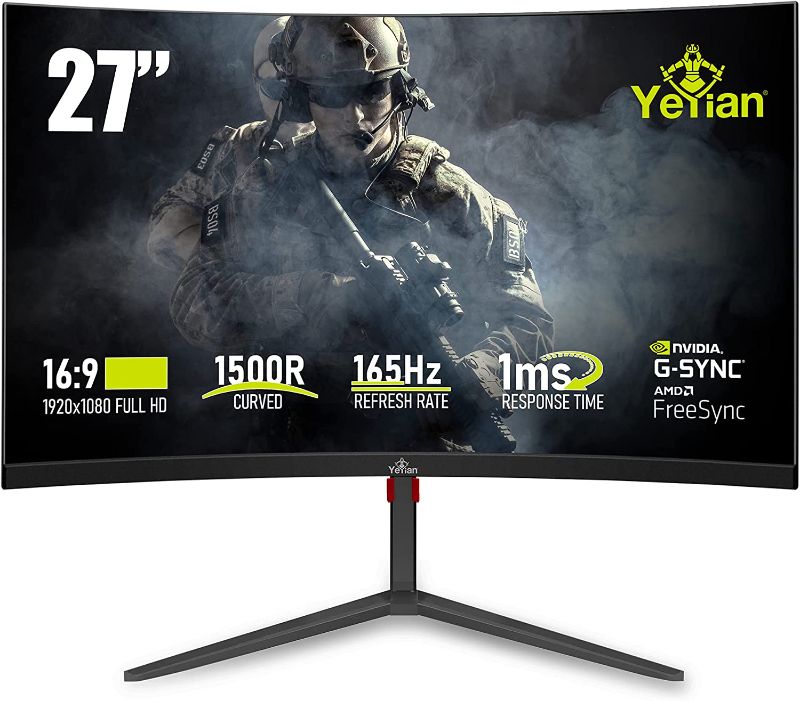 Photo 1 of YEYIAN Sigurd 3500 32” Curved PC Gaming Frameless LED Monitor, 1080P HD, 165Hz, 1ms, 3000:1, 16:9, 178°, 16.7M Colors, AMD FreeSync, DP/HDMI, VESA Mountable, Tilt/Height/Pivot Adjustable
