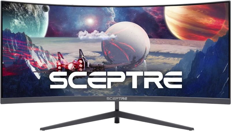 Photo 1 of Sceptre 30-inch Curved Gaming Monitor 21:9 2560x1080 Ultra Wide/ Slim HDMI DisplayPort up to 200Hz Build-in Speakers, Metal Black (C305B-200UN1)
