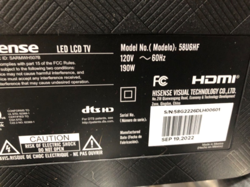 Photo 6 of Hisense 58-inch ULED U6 Series Quantum Dot LED 4K UHD Smart Fire TV (58U6HF, 2022 Model)
