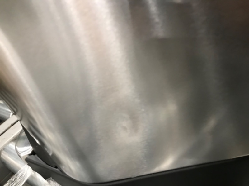 Photo 2 of **DENTS ON SIDES, CAN IS A BIT WARPED AND TOP/BOTTOM RIM IS CRACKED, SEE PHOTOS**
simplehuman 45 Liter / 11.9 Gallon Butterfly Lid Kitchen Step Trash Can, Brushed Stainless Steel 45 Liter Butterfly Step