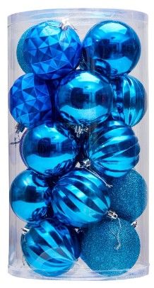 Photo 1 of 20ct Christmas Ball Ornaments Shatterproof Christmas Hanging Tree Decorative Balls for Party Holiday Wedding Decor Blue, 3.15",80mm Blue 3.15 in