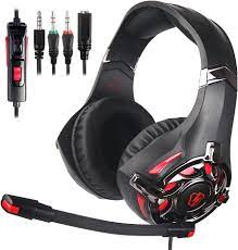 Photo 1 of LETTON L3 Gaming Headset Over-Ear Gaming Headphone with LED Light for PS4, Xbox One Nintendo Switch PC Computer Mobile Phone (Black/Red)
