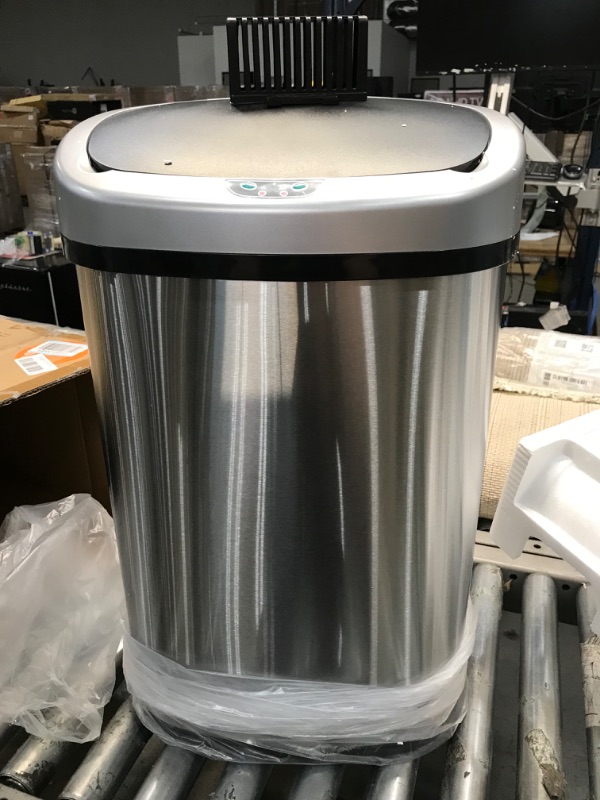 Photo 1 of **SEE NOTES**
iTouchless 13 Gallon SensorCan Kitchen Trash Can - Battery & AC Adapter not included Oval Stainless Steel