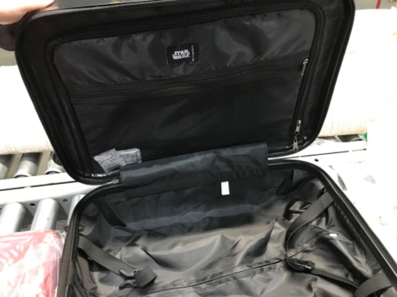 Photo 2 of **SCRATCHED UP FROM NORMAL WARE, SEE PHOTOS**
FUL Star Wars Darth Vader 22 Inch Rolling Luggage, Embossed Hardshell Carry On Suitcase with Wheels, Black