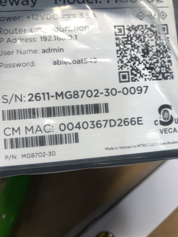 Photo 4 of Motorola MG8702 | DOCSIS 3.1 Cable Modem + Wi-Fi Router (High Speed Combo) with Intelligent Power Boost | AC3200 Wi-Fi Speed | Approved for Comcast Xfinity, Cox, and Charter Spectrum Wifi 5 + DOCSIS 3.1