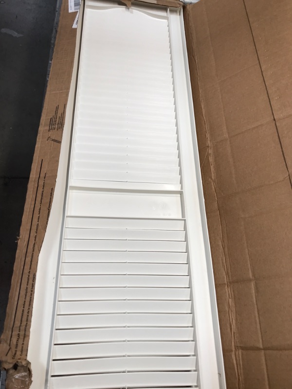 Photo 2 of * ONLY 2 SHUTTERS* Ekena Millwork 14.5 in. W x 60 in. H Builders Edge, Standard Cathedral Top Center Mullion, Open Louver Shutters, Includes Matching Installation Spikes (Per Pair), 001 - White 14.5"W x 60"H White