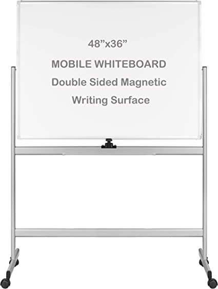 Photo 1 of INNOVART Mobile Whiteboard 48" x 36", 360° Reversible Double Sided Magnetic Dry Erase Board with Portable Rolling Stand on Wheels, Easel Standing Board with Aluminum Frame.