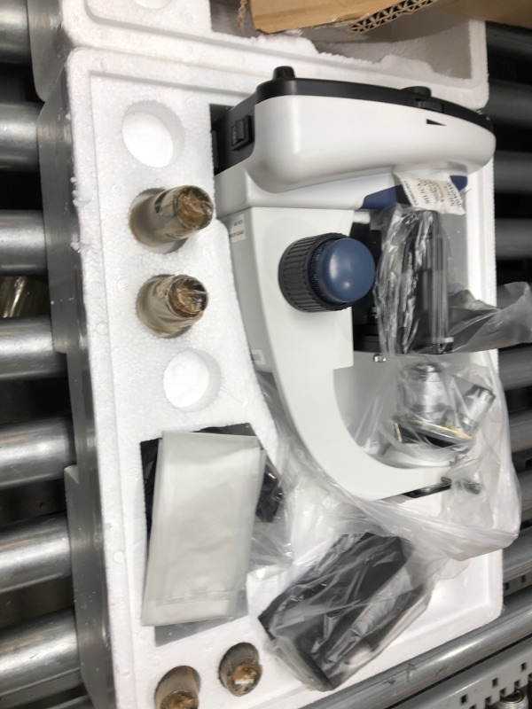 Photo 2 of OMAX 40X-2000X LED Binocular Compound Lab Microscope w/ Double Layer Mechanical Stage + Blank Slides, Cover Slips, & Lens Cleaning Paper, M82ES-SC100-LP100
