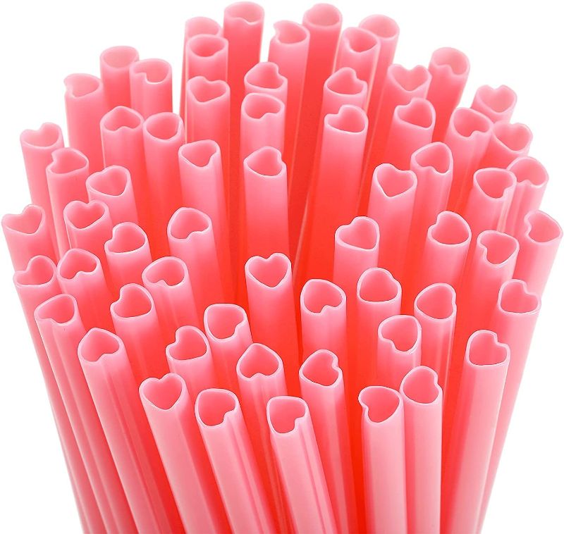 Photo 1 of 100 Pieces Valentine Straws Heart Shaped Pink Straws Plastic Disposable Drinking Cute Straw Drinking Coffee Milk Straw Valentine Party Favors for Bridal Shower Wedding Supplies (100 Pieces)
*NUMBER NOT EXACT*