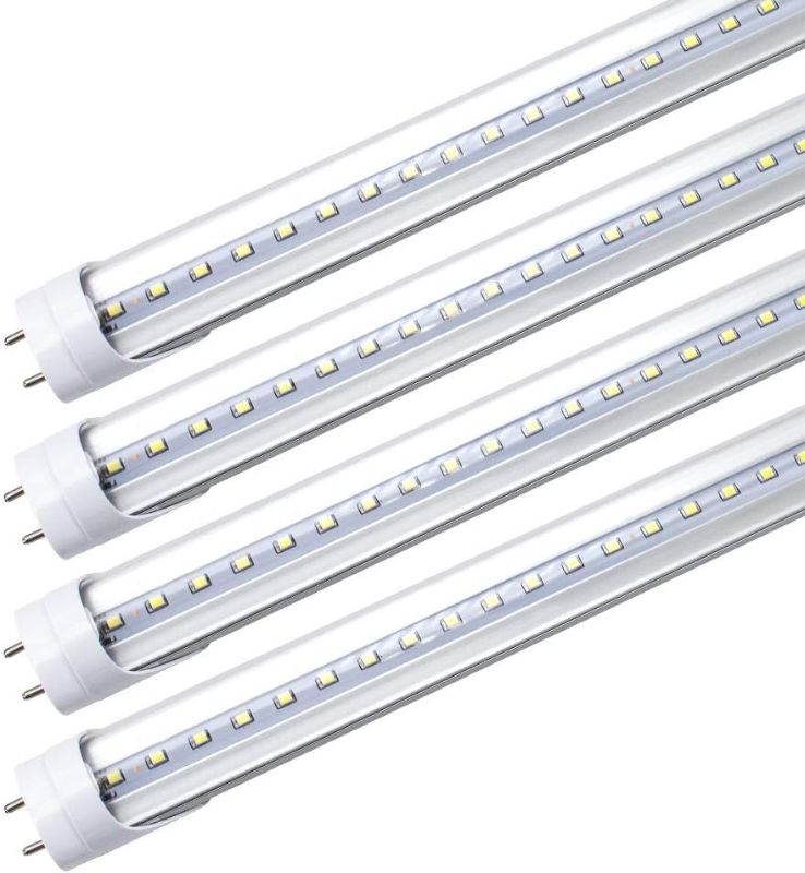 Photo 1 of **SET OF 3 MISSING ONE UNI** LightingWill LED T8 Light Tube 4FT, Daylight White 5000K, Dual-End Powered Ballast Bypass, 2000Lumen 18W (40W Equivalent Fluorescent Bulb Replacement), Clear Cover, AC85-265V Lighting Fixture, 4 Pack
