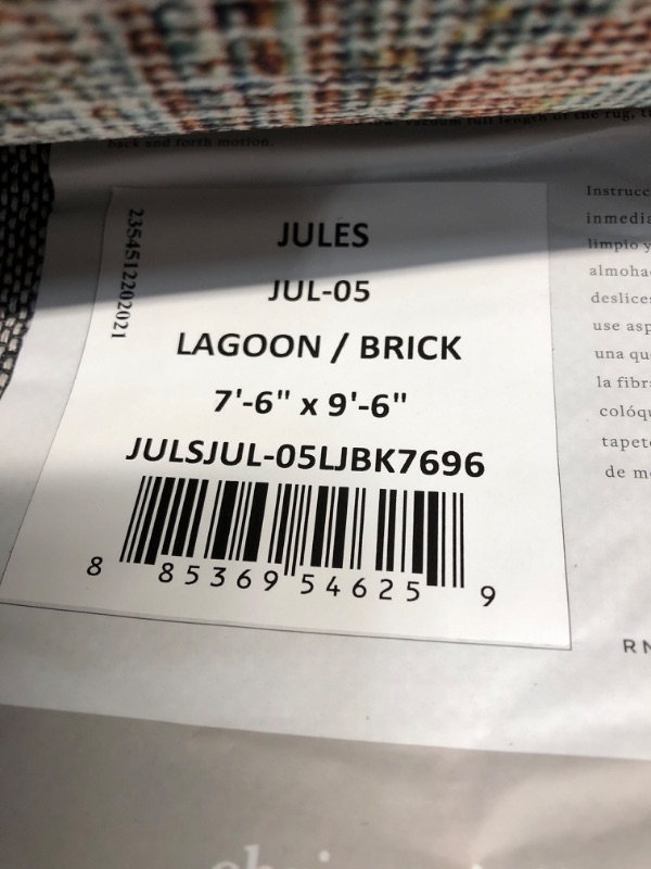 Photo 2 of Chris Loves Julia x Loloi JUL-05 Lagoon, Brick 7'-6 x 9'-6 Size Rug