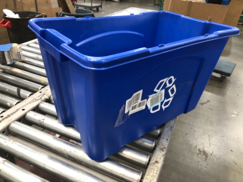 Photo 2 of Rubbermaid Commercial Products, Recycling Bin/Box for Paper and Packaging, Stackable, 14 GAL, for Indoors/Outdoors/Garages/Homes/Commercial Facilities, Blue (FG571473BLUE)
