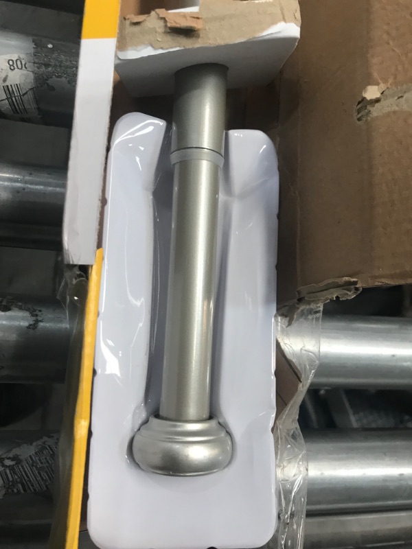 Photo 4 of **box has been opened**
Kenney Weaver 1" Indoor/Outdoor Rust-Resistant Ceiling or Wall-Mount Window Curtain Rod, 37-72", Brushed Nickel Brushed Nickel 37-72" Curtain Rod