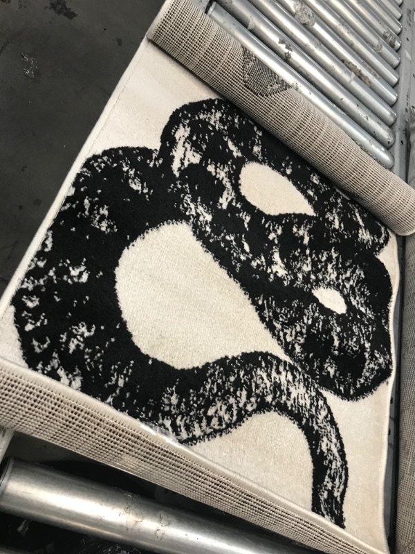 Photo 2 of **used & needs cleaning**
nuLOOM Thomas Paul Serpent Area Rug 2 ft x 6 ft Black and White