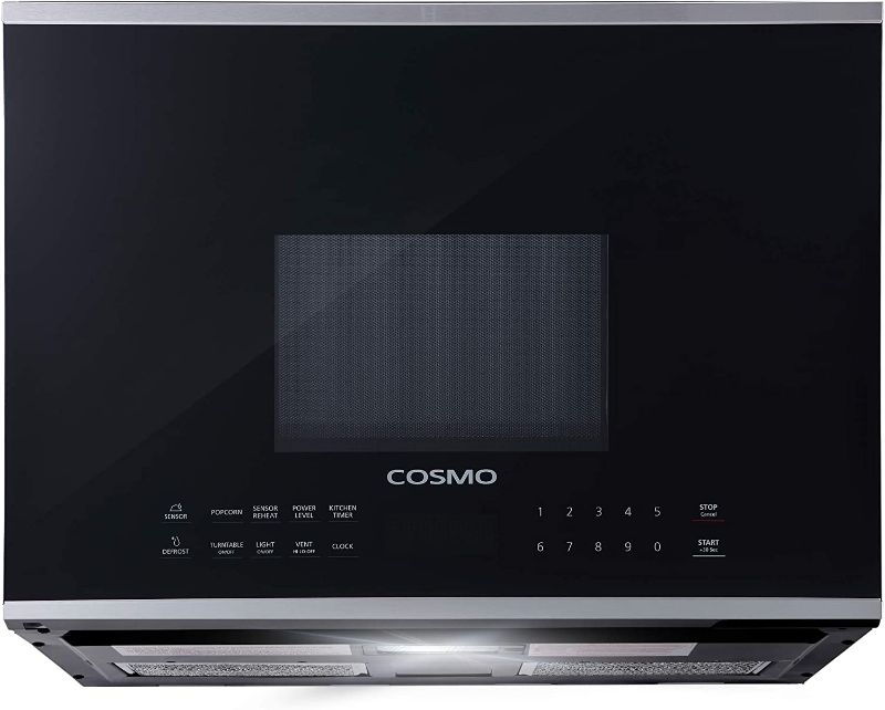 Photo 1 of ***DOES NOT POWER ON***COSMO COS-2413ORM1SS Over the Range Microwave Oven with Vent Fan, 1.34 cu. ft. Capacity, 1000W, 24 inch, Black / Stainless Steel
