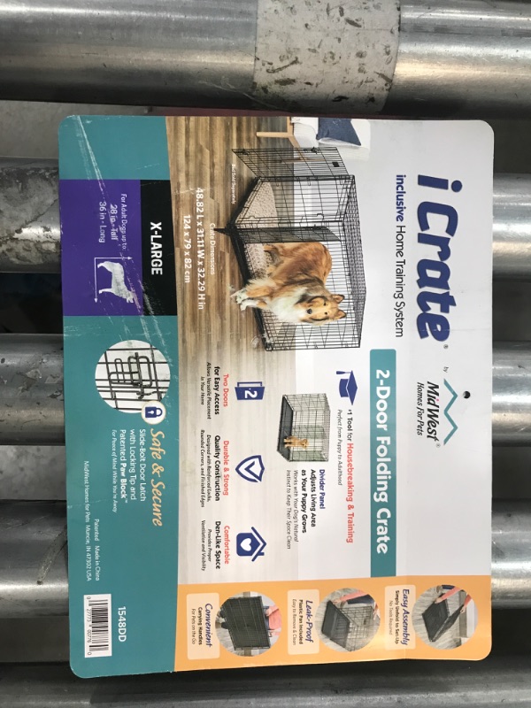 Photo 2 of **dog pad not included in item**
MidWest Homes For Pets Double Door iCrate Metal Dog Crate, 48"
