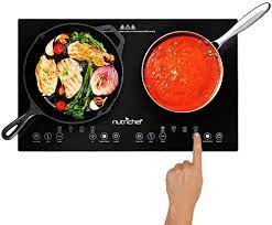 Photo 1 of DOUBLE INDUCTION COOKTOP - PORTABLE 120V PORTABLE DIGITAL CERAMIC DUAL BURNER W/ KIDS SAFETY LOCK - WORKS WITH FLAT CAST IRON PAN,1800 WATT,TOUCH SENSOR CONTROL, 12 CONTROLS - NUTRICHEF PKSTIND48
