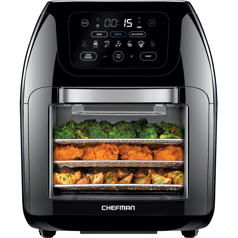 Photo 1 of (PARTS ONLY)CHEFMAN Multifunctional Digital Air Fryer+ Rotisserie, Dehydrator, Convection Oven, 17 Touch Screen Presets Fry, Roast, Dehydrate, Bake, XL 10L Family Size, Auto Shutoff, Large Easy-View Window, Black