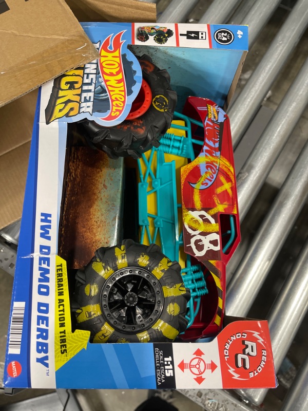 Photo 2 of ?Hot Wheels RC Monster Trucks 1:15 Scale HW Demo Derby, 1 Remote-Control Toy Truck with Terrain Action Tires, Toy for Kids 4 Years Old & Older HW DEMO DERBY RC