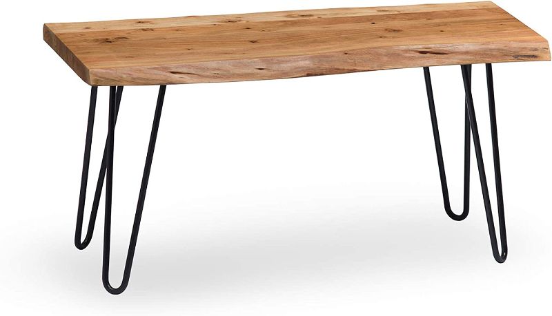 Photo 1 of Alaterre Furniture Hairpin Natural Live Edge Wood with Metal 36" Bench
