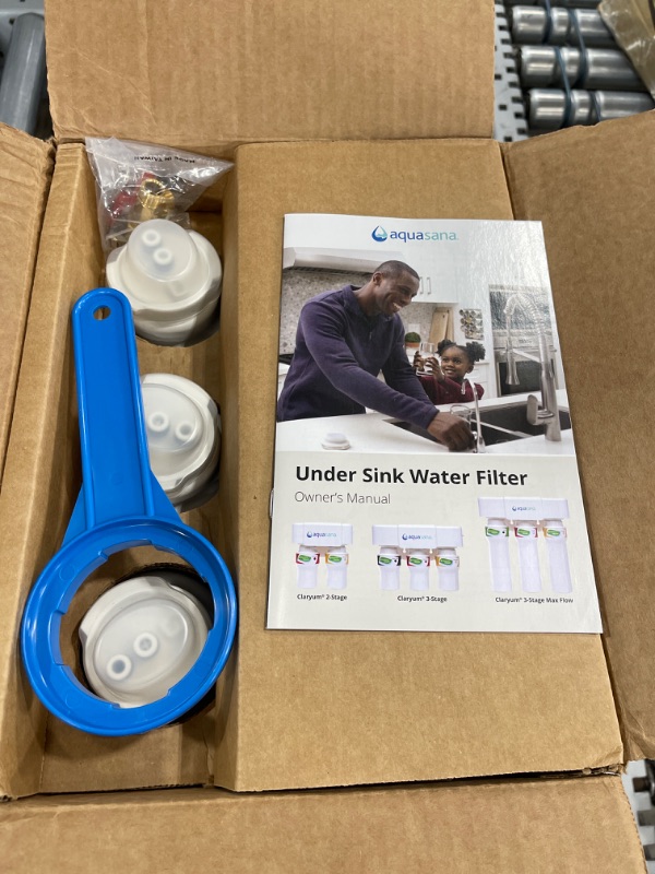 Photo 1 of Aquasana 3-Stage Max Flow Claryum Under Sink Water Filter System - Kitchen Counter Claryum Filtration - Filters 99% Of Chlorine - Chrome Faucet - AQ-5300+.56 , White