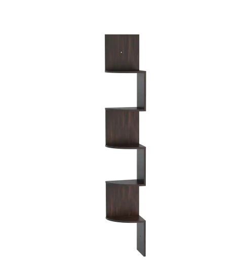 Photo 1 of 5-Tier Decorative Floating Corner Wall Shelves in Dark Brown
