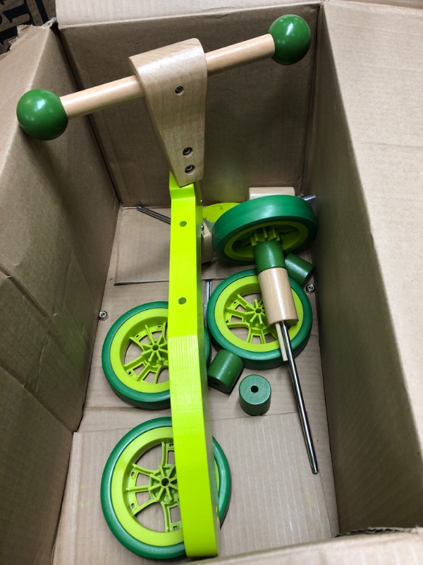 Photo 1 of *** PARTS ONLY *** Hape Scoot Around Ride On Wood Bike | Award Winning Four Wheeled Wooden Push Balance Bike Toy for Toddlers with Rubberized Wheels, Bright Green
