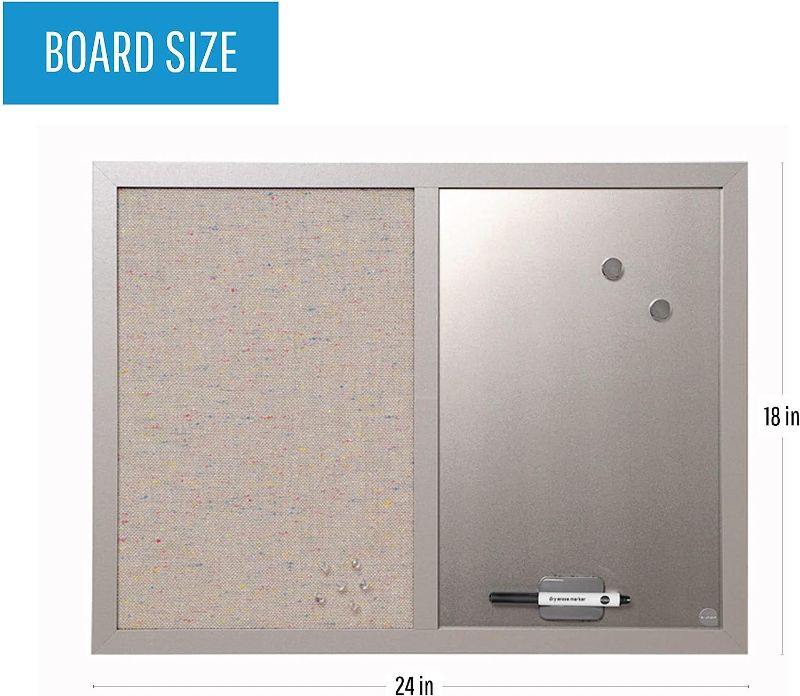 Photo 1 of MasterVision Combination Board, 18" x 24", Dry Erase Magnetic Board & Grey Fabric Bulletin Board Combo, Grey MDF Frame
