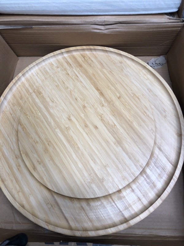 Photo 1 of 15 Inches Diameter Bamboo Thicken Round Wood Tray
