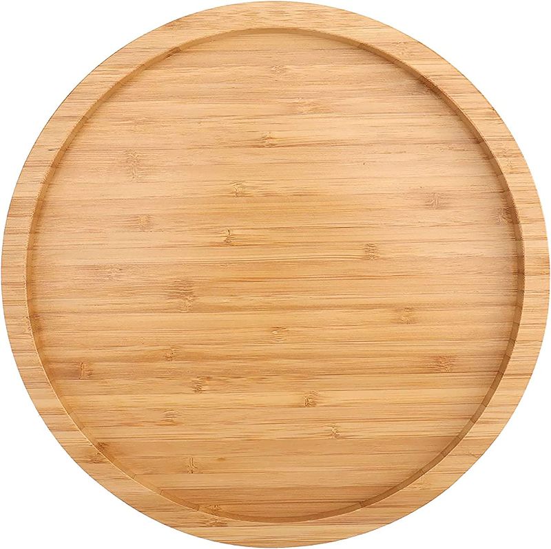 Photo 1 of 15 Inches Diameter Bamboo Thicken Round Wood Tray
