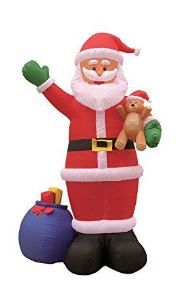 Photo 1 of 12 foot christmas inflatable santa claus with gift bag and bear yard garden decoration
