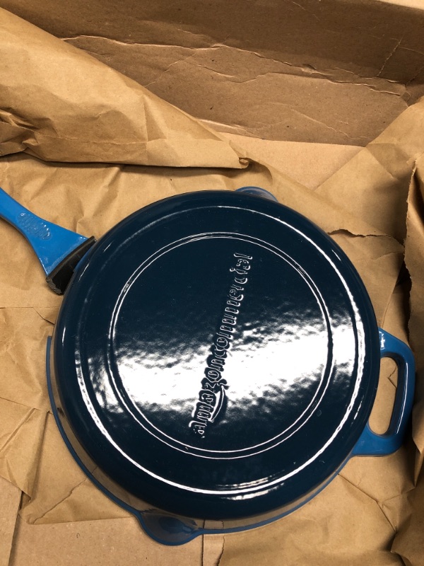 Photo 1 of AmazonCommercial Enameled Cast Iron Skillet, 10-Inch, Blue Blue 10 Inch Skillet
