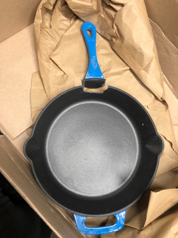 Photo 1 of AmazonCommercial Enameled Cast Iron Skillet, 10-Inch, Blue Blue 10 Inch Skillet