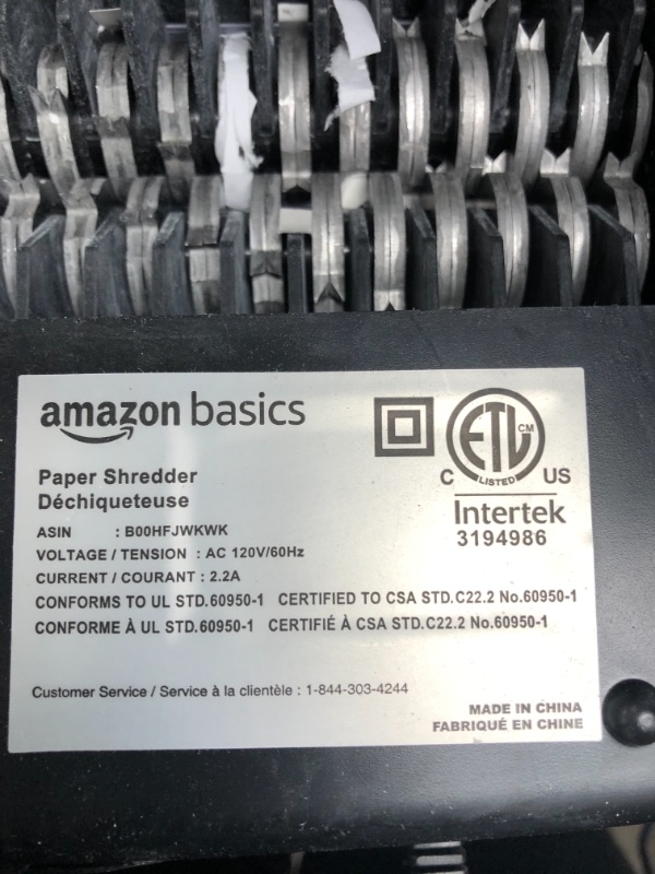 Photo 5 of Amazon Basics 6-Sheet Cross-Cut Paper and Credit Card Home Office Shredder 6 Sheet Shredder