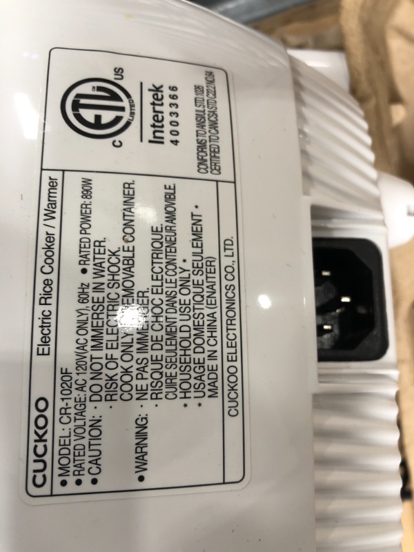 Photo 5 of ****FOR PARTS ONLY, TURNS ON BUT THE SETTINGS DO NOT WORK***CUCKOO CR-1020F | 10-Cup (Uncooked) Micom Rice Cooker, White & CR-0655F | 6-Cup (Uncooked) Micom Rice Cooker | 12 Menu Options: White Rice, Brown Rice & More, Red/White Rice Cooker + Rice Cooker