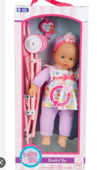 Photo 1 of 16'' Stroll n' Go Baby Lili w/ Doll Pram Play Set