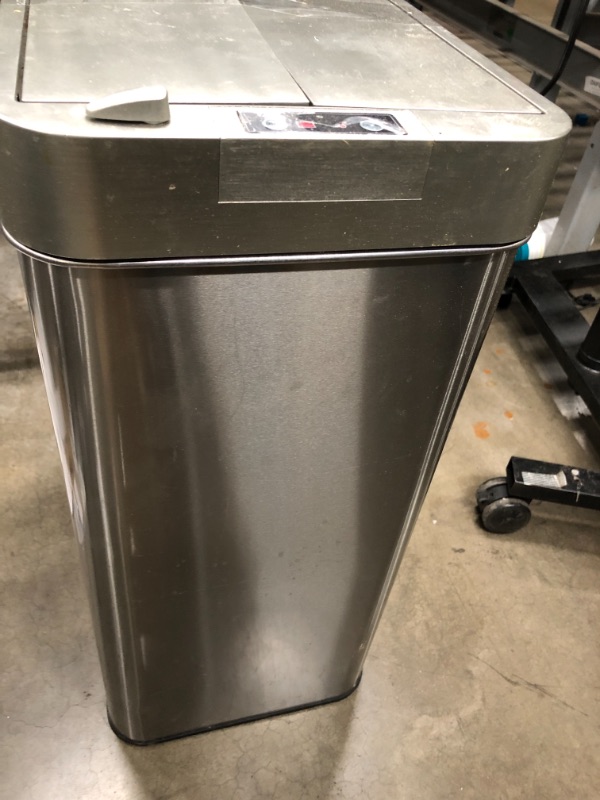 Photo 3 of *Used/Minor Damage-See Photos/Notes*iTouchless 13 Gallon Wings-Open Sensor Trash Can with AbsorbX Odor Filter and Pet-Proof Lid, Stainless Steel, Automatic Touchless Garbage Prevents Dogs & Cats Getting in kitchen-waste-bins