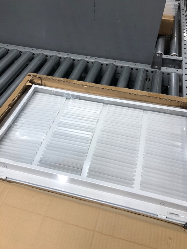 Photo 3 of 24"W x 14"H [Duct Opening Measurements] Steel Return Air Filter Grille [Removable Door] for 1-inch Filters | Vent Cover Grill, White | Outer Dimensions: 26 5/8"W X 16 5/8"H for 24x14 Duct Opening Duct Opening style: 24 Inchx14 Inch