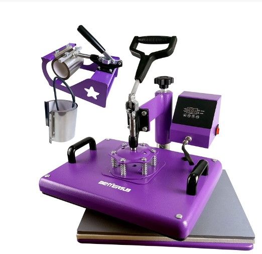 Photo 1 of **MISSING ACCESSORIES AND POWER CORD**
BetterSub Heat Press Machine Industrial-Quality 11oz/15oz Mug T-Shirt Combo' Swing Away CE Panel Heat Transfer Machine Sublimation Print Machine Purple
