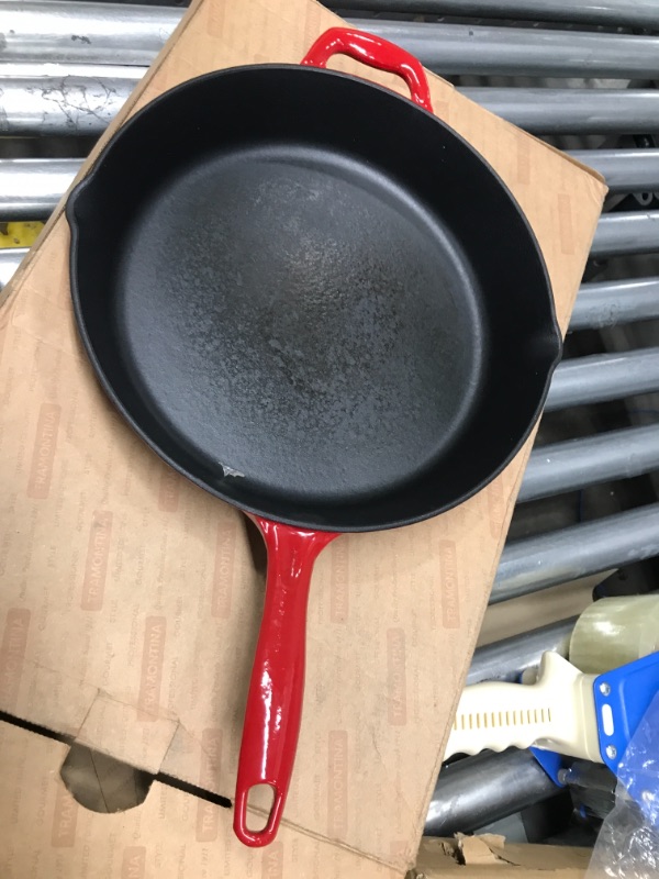 Photo 2 of **MISSING LID**
Tramontina Covered Skillet Enameled Cast Iron 12-Inch, Gradated Red, 80131/058DS