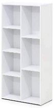 Photo 1 of **CORNERS OF PANELS ARE DAMAGED**
Furinno 7-Cube Reversible Open Shelf, White & Jaya Simple Home 3-Tier Adjustable Shelf Bookcase, White