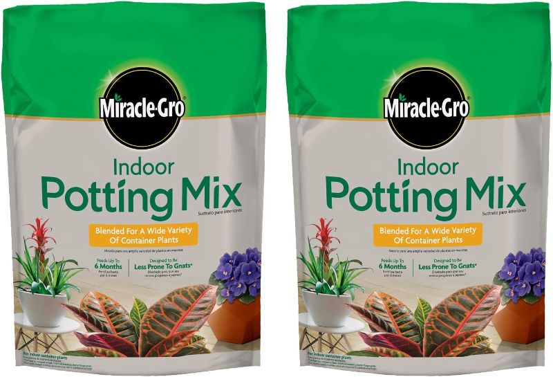 Photo 1 of *One bag damaged-See photos* Miracle-Gro Indoor Potting Mix - Blended for a Wide Variety of Container Plants, 16 qt. (2-Pack)
