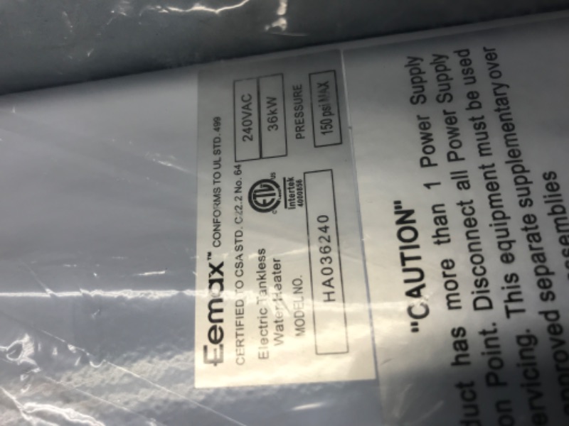 Photo 2 of *Dented-See Last Photos* Eemax HA036240 240V 36 kW Electric Tankless Water Heater & 3M Aqua-Pure Whole House Scale Inhibition Inline Water System AP430SS, Helps Prevent Scale Build Up On Hot Water Heaters and Boilers Water Heater + Water System