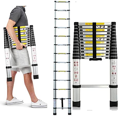 Photo 1 of 12ft Telescoping Ladder Extension Ladder Aluminum 3.8M Multi Purpose Telescopic Extension Ladder Adjustable(330 pound/150 kg,EN131 ) for Home Garage Clean Replace Bulb
