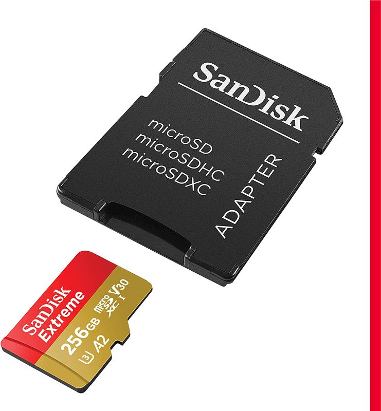 Photo 1 of SanDisk 256GB Extreme microSDXC UHS-I Memory Card with Adapter 