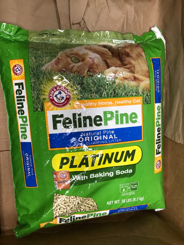 Photo 2 of ARM & HAMMER Feline Pine Platinum with Baking Soda Non-Clumping Cat Litter, 18lb Bag, No Added Scent