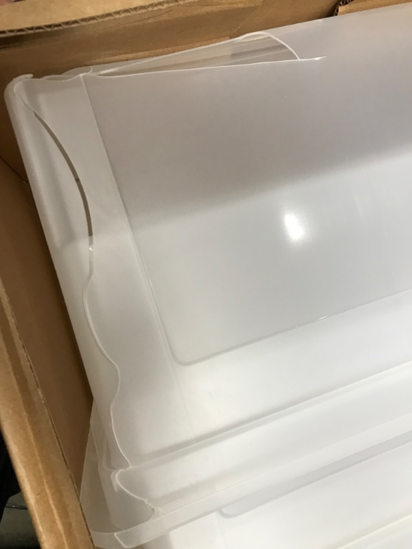 Photo 1 of *1 BIN BROKEN8 RIS USA Letter/Legal File Tote Box, BPA-Free Storage Bin Tote Organizer with Durable and Secure Latching Lid, Stackable and Nestable, 4 Pack, Crystal Clear 4 Pack - Cristal Clear