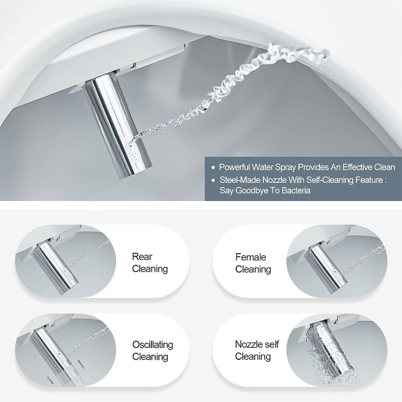 Photo 3 of  Elongated Smart Toilet Seat, Unlimited Warm Water, Vortex Wash, Electronic Heated,Warm Air Dryer,Bidet Seat,Rear and Front Wash, LED Light, Need Electrical, White
Visit the ZMJH Store